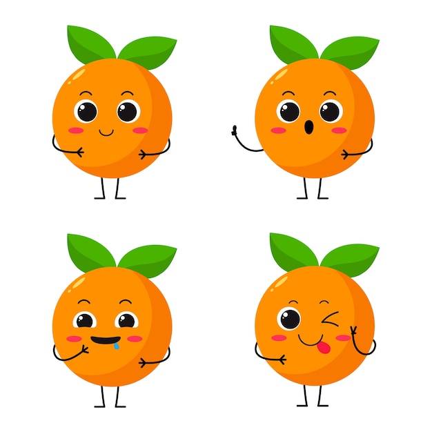 オレンジかわいいキャラクター プレミアムベクター