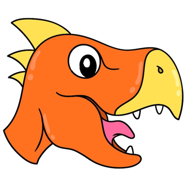 Premium Vector | Orange dinosaur monster head scary face smiling ...