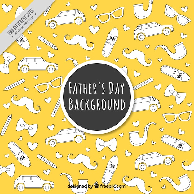 Orange father's day background with flat
decorative items