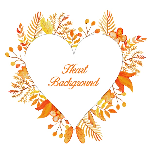 Download Orange floral heart frame background Vector | Premium Download