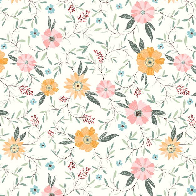 Premium Vector | Orange floral pattern designjpg