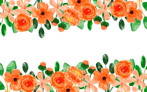 Premium Vector | Orange flower background with watercolor