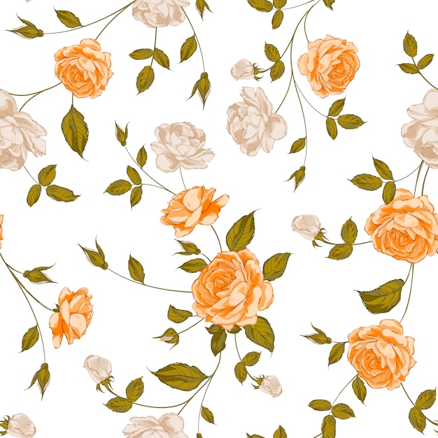 Premium Vector Orange Flowers Pattern Background