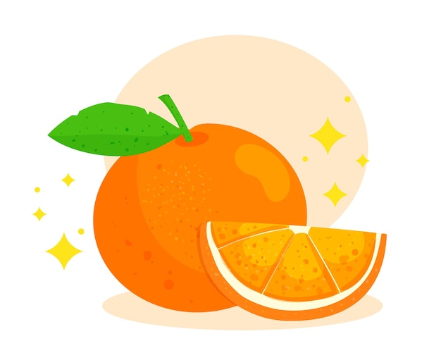 オレンジ色の果物のロゴ漫画漫画アートイラスト 無料のベクター