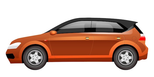 Premium Vector | Orange hatchback cartoon illustration. spacious family ...