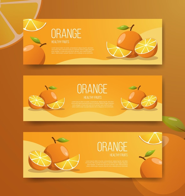 Premium Vector | Orange healthy fruits for template banners