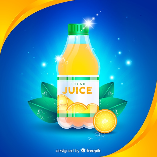 Orange juice advertisement with realistic design Free Vector
