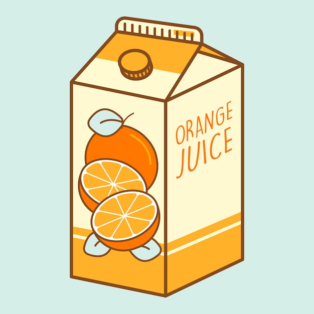 Premium Vector | Orange juice cartoon tetra brick premium vector