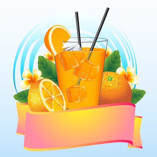 オレンジジュースイラスト プレミアムベクター