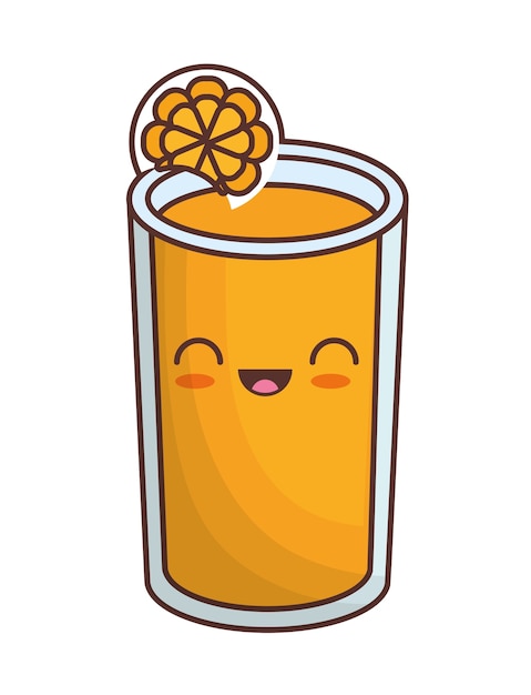  Orange  juice  kawaii icon  image Premium Vector