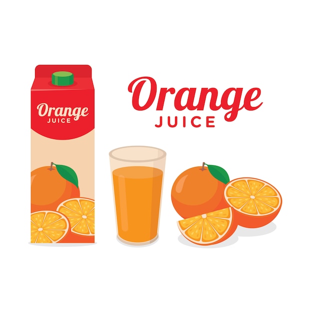 オレンジジュースパッケージオレンジジュースのガラスとオレンジ色の果物ベクトルの全体半分スライス プレミアムベクター