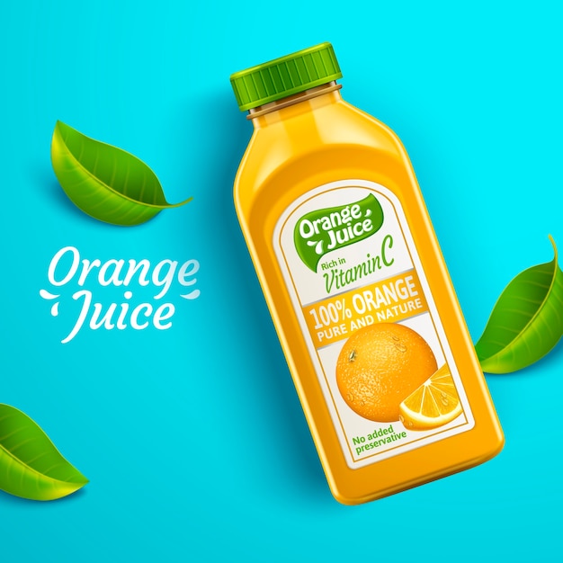 Orange juice package design illustration Premium Vector