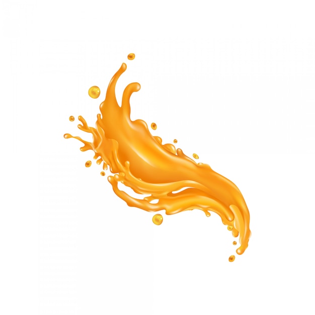 Premium Vector | Orange juice splash on a white background