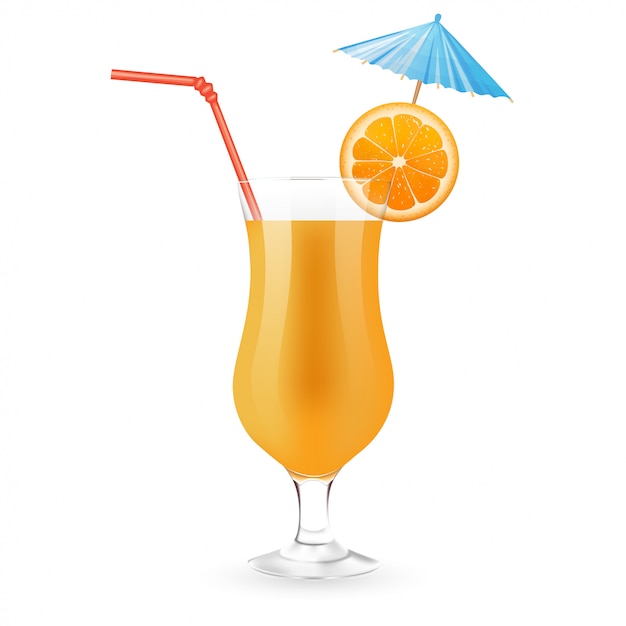 Premium Vector | Orange juice with slice of orange