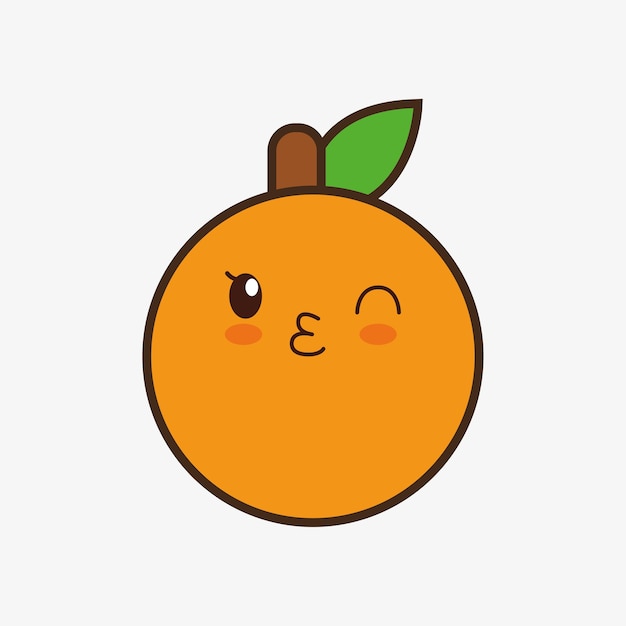 Premium Vector | Orange kawaii cartoon smiling healthy food icon