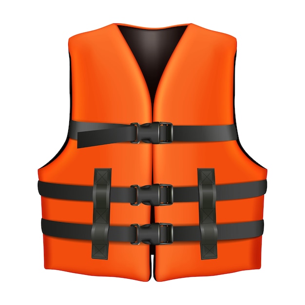 Premium Vector | Orange life vest with black buckles. isolated ...