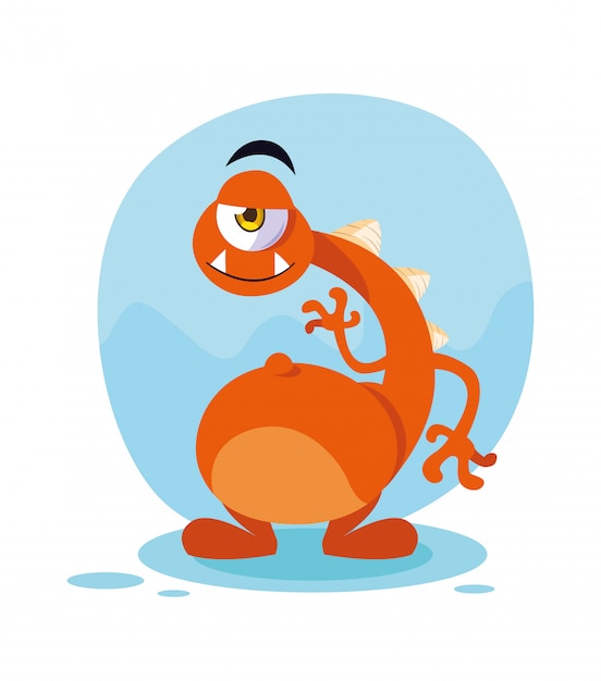  Orange monster cartoon  Vector Premium Download