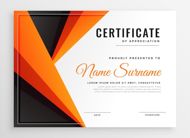 Free Vector Orange Multipurpose Diploma Certificate Template Design