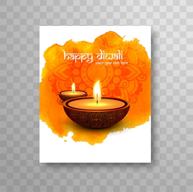 Premium Vector | Orange paint diwali flyer design