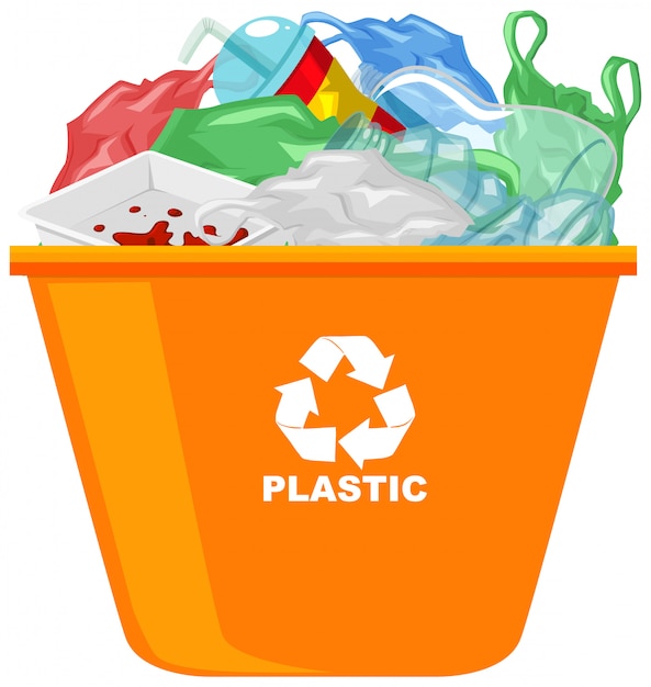 Download Free Vector | Orange recycle bins with recycle symbol on white background