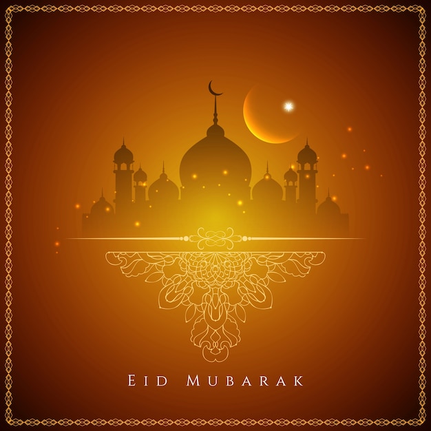 Free Vector | Orange religious eid mubarak design