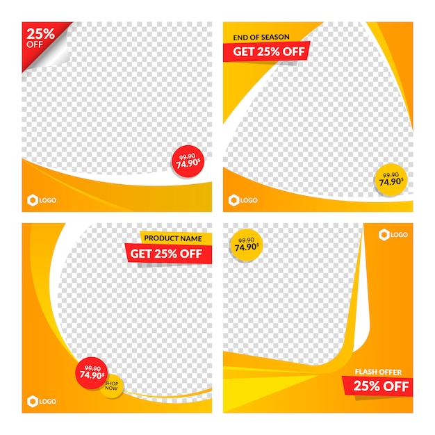 Orange sale banner templates for web and social media Premium Vector