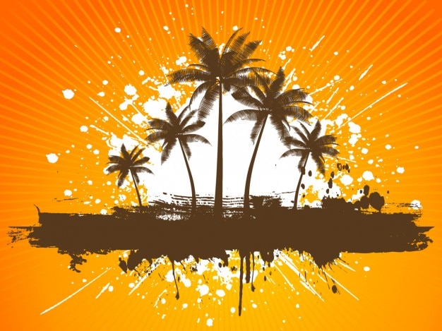 Free Vector | Orange tropical beach background