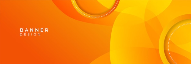 Premium Vector | Orange wide banner. paper layer wavy curve abstract