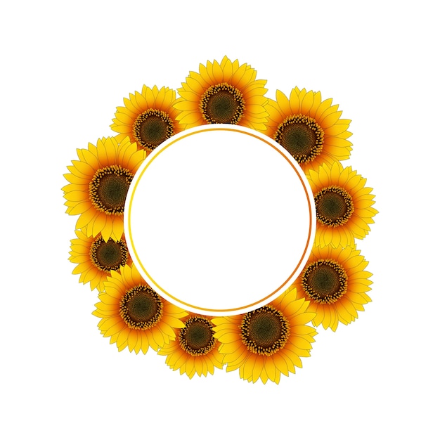 Download Orange yellow sunflower banner wreath Vector | Premium ...