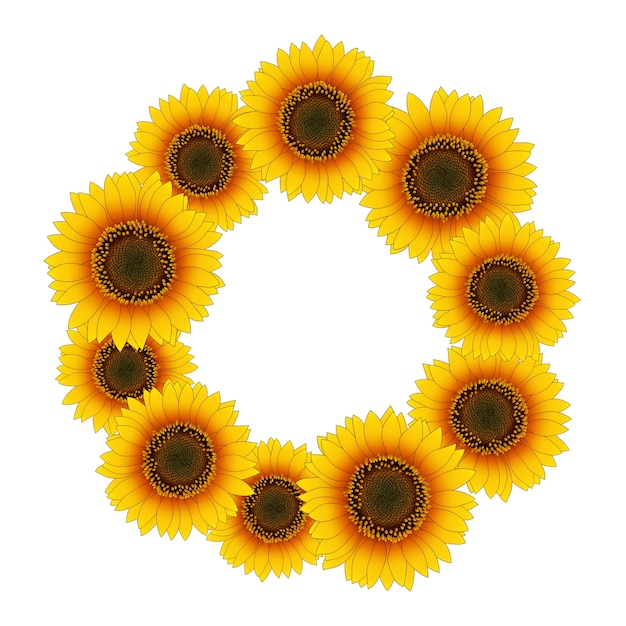Download Orange yellow sunflower wreath | Premium Vector
