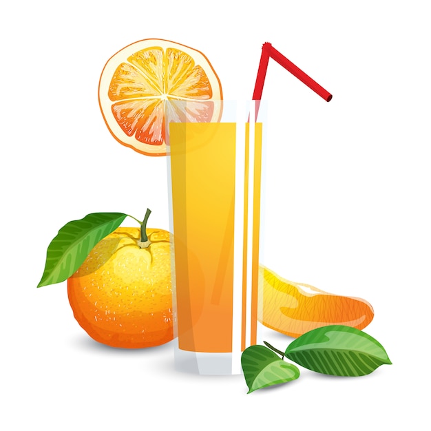 Premium Vector | Oranges and juice
