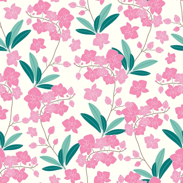 Premium Vector Orchid Flower Seamless Pattern