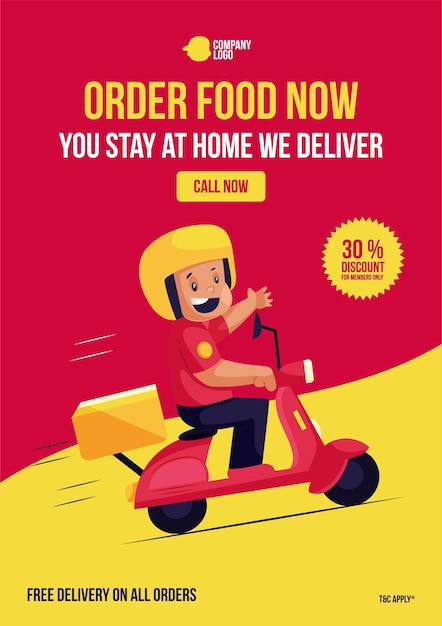 Premium Vector | Order food now you stay at home we deliver flyer design