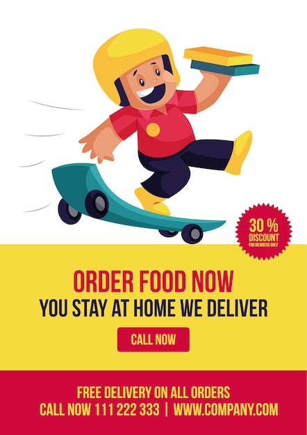 Premium Vector | Order Food Now You Stay At Home We Deliver Flyer Design