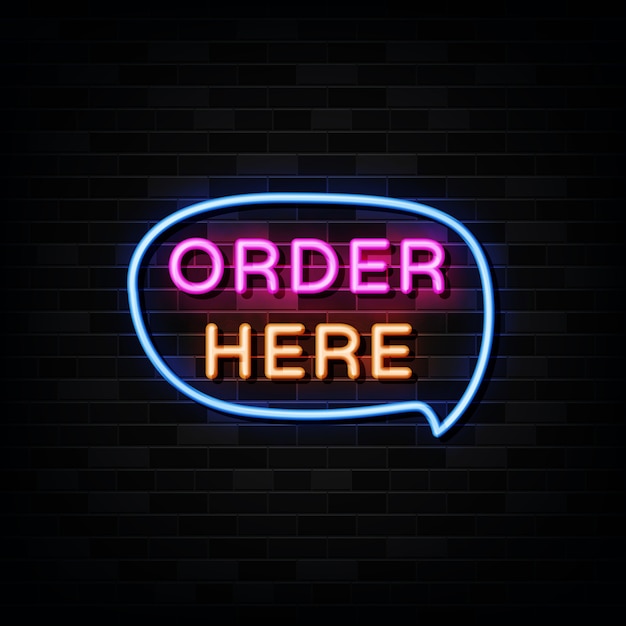 Premium Vector Order Here Neon Sign Illustration