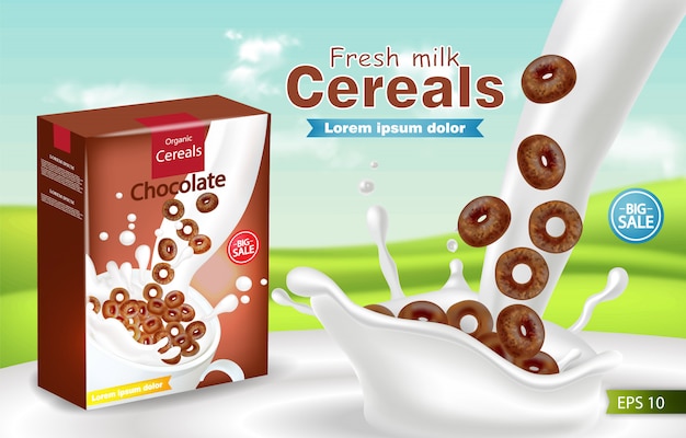 Download Premium Vector | Organic cereals in milk splash realistic ...