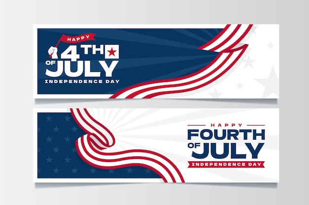 Organic flat 4th of july independence day banners set Free Vector