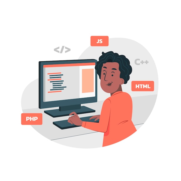 有機フラットコンピュータープログラミングイラスト 無料のベクター