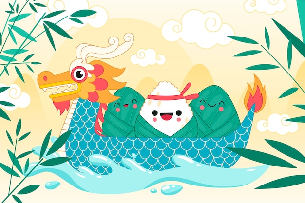 Free Vector | Organic flat dragon boat background