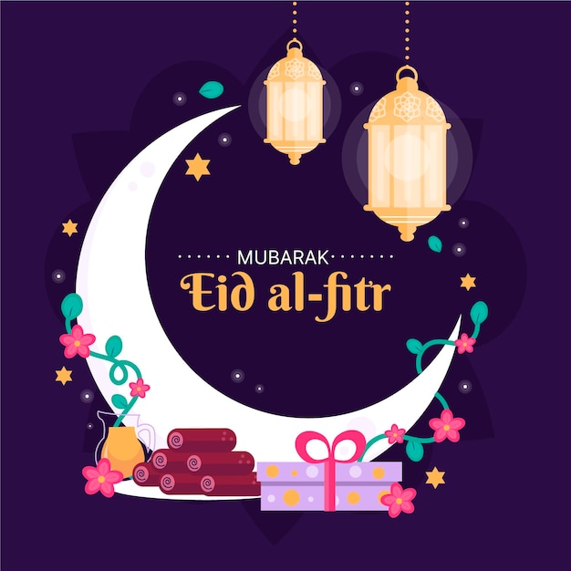 Free Vector | Organic flat eid al-fitr - eid mubarak illustration