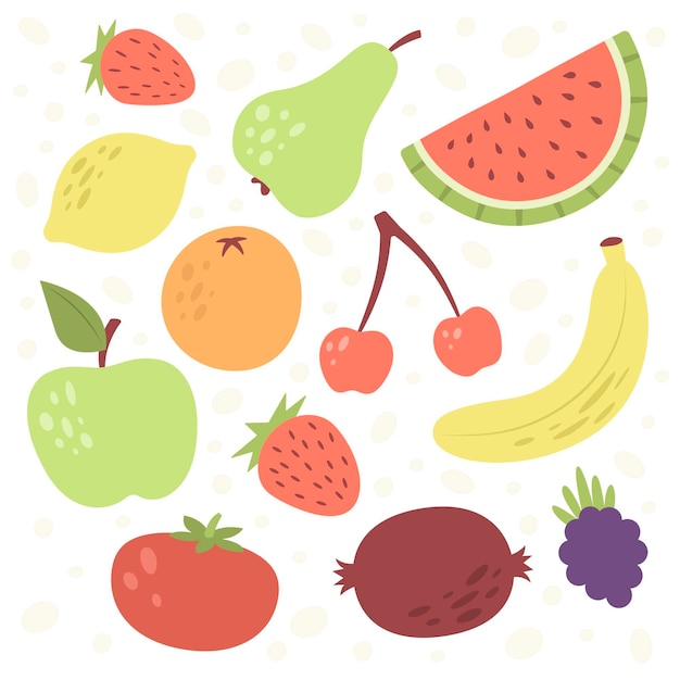 Free Vector | Organic flat fruit collection illustrated