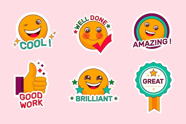 Free Vector Organic Flat Good Job And Great Job Stickers Set