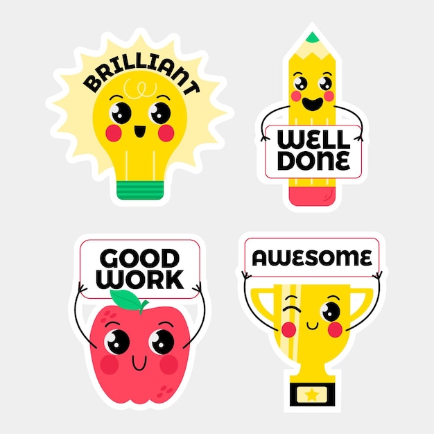 Free Vector Organic Flat Good Job And Great Job Stickers