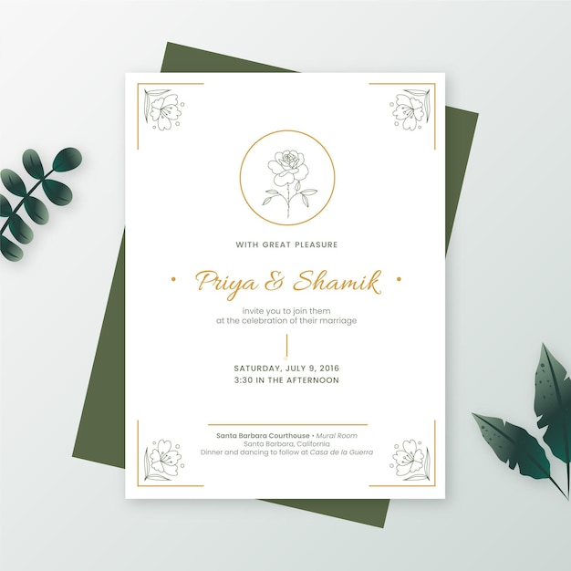 Free Vector Organic flat minimalist wedding invitation