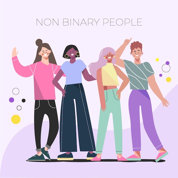 Premium Vector | Organic Flat Non-binary People Illustration