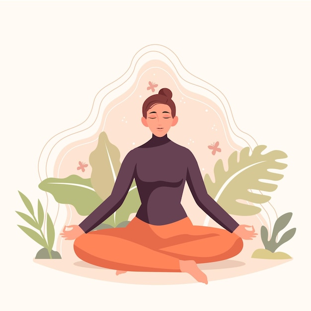 Organic flat people meditating illustration Free Vector