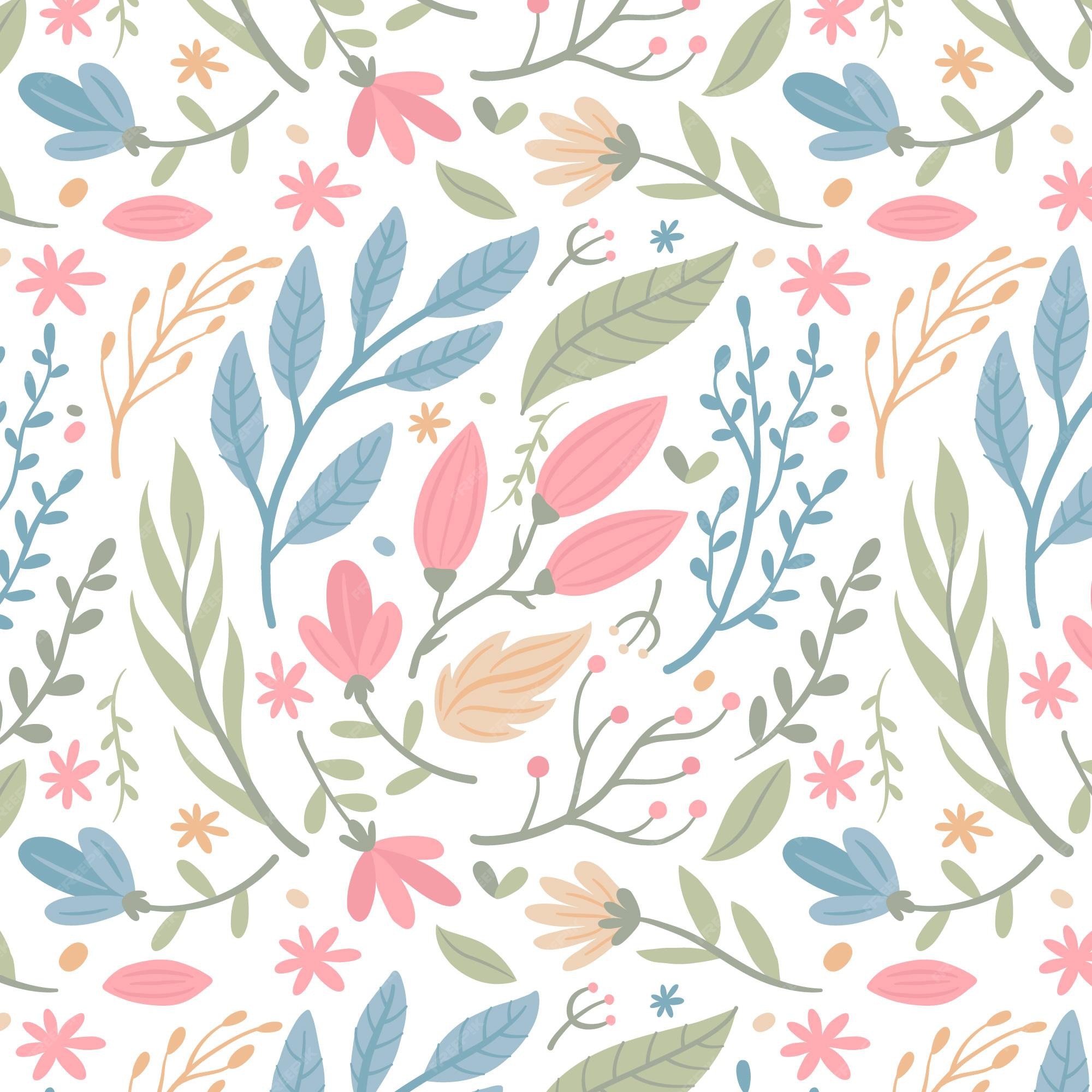 Free Vector Organic flat pressed flowers pattern