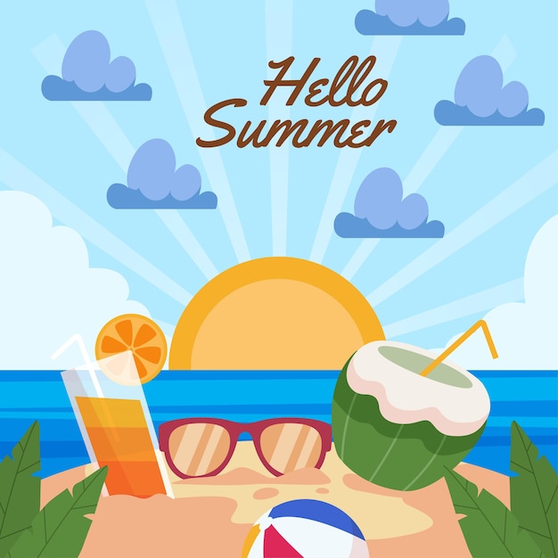 Free Vector | Organic flat summer illustration