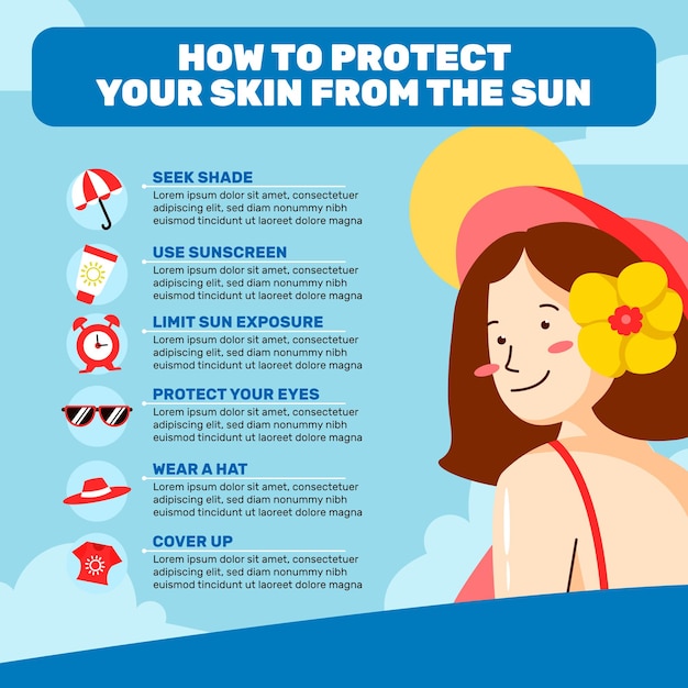Premium Vector | Organic flat sun protection infographic