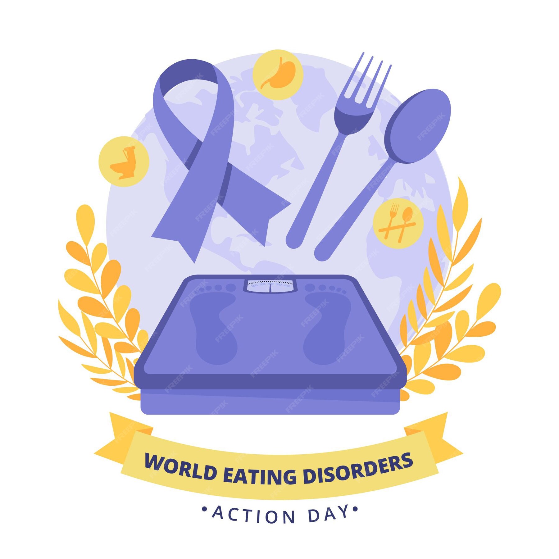 Free Vector Organic flat world eating disorders action day illustration